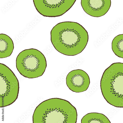 Kiwi fruit bladder interrupts seamless pattern.