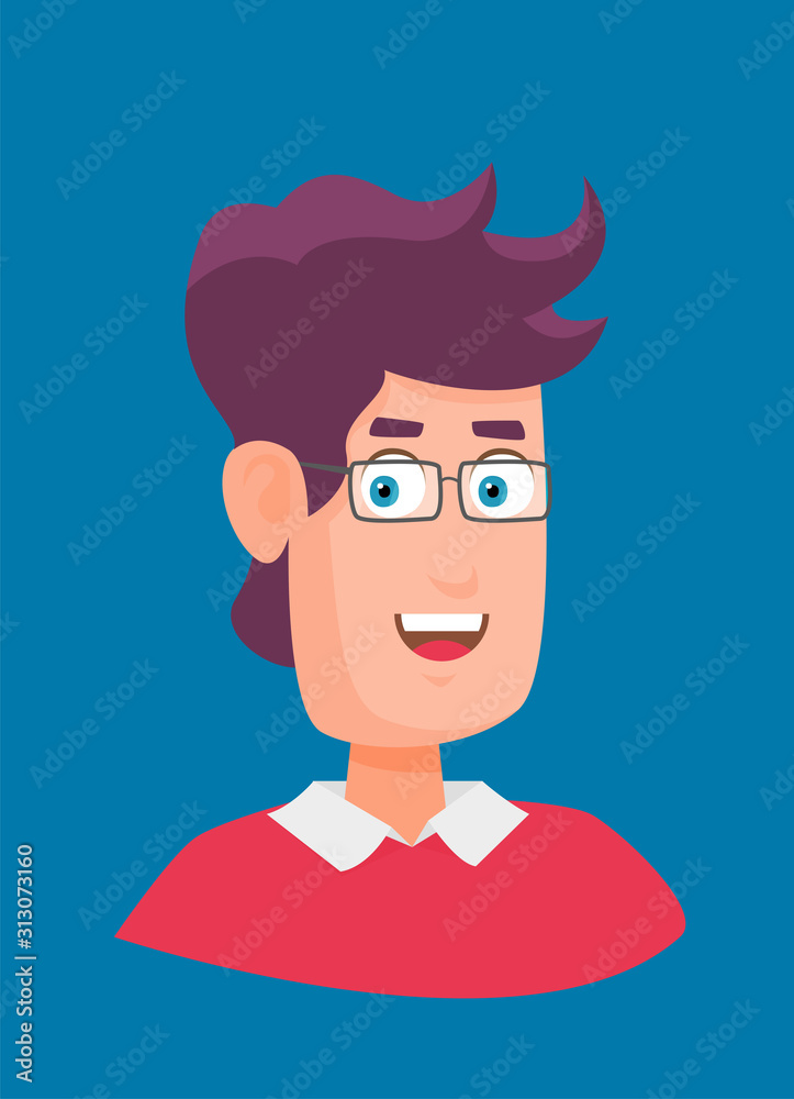 Flat cartoon hipster character, vector illustration Flat cartoon hipster character, vector illustration
