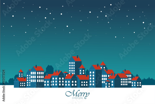 Christmas card in flat style. Greating vector card