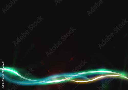 Neon lighting glowing rope in dark background for design