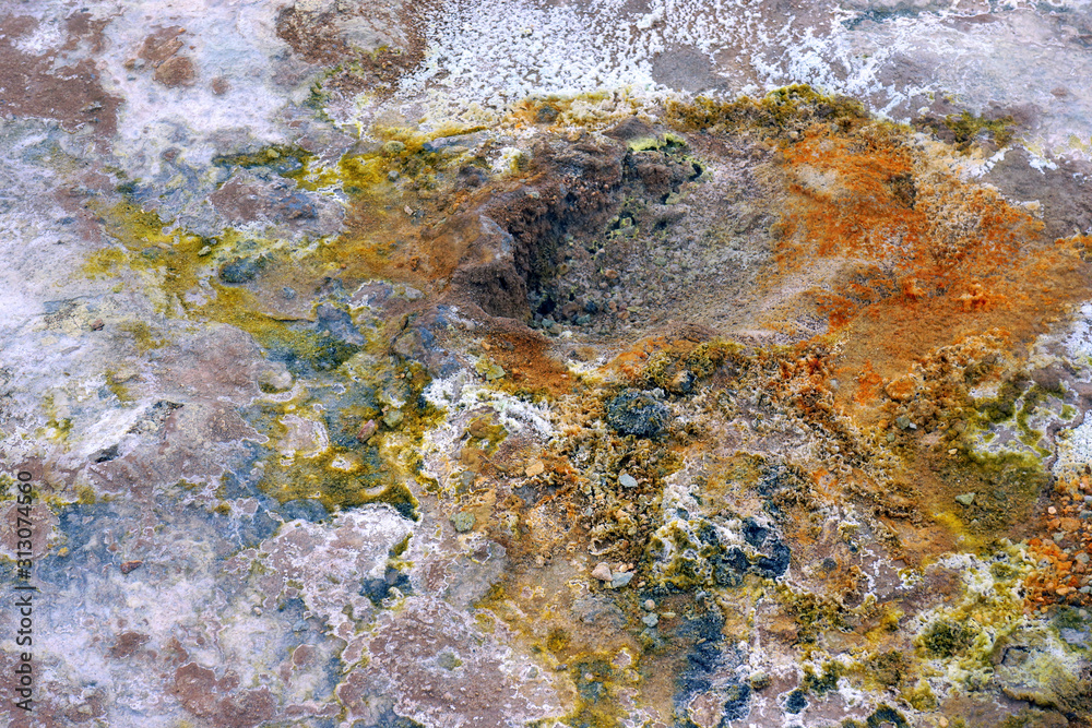 A sulfur vent producing colorful oxides