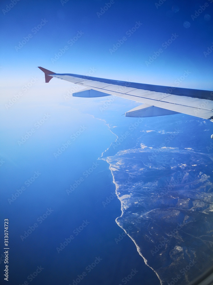 Obraz premium View of Sakhalin from the plane