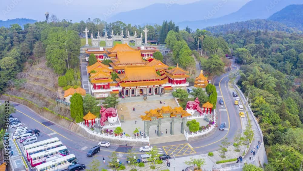 4k Hyper lapse of Wenwu temple at Sun moon lake, Taiwan..