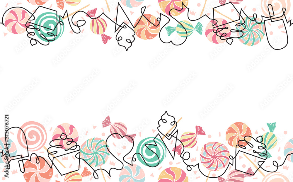 Different sweets colorful background. Vector decorative Pattern. Stock ...