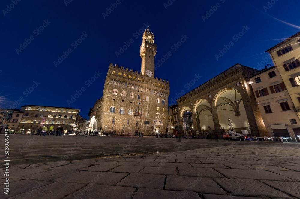Florence - Piazza della Signoria and Palazzo Vecchio at night