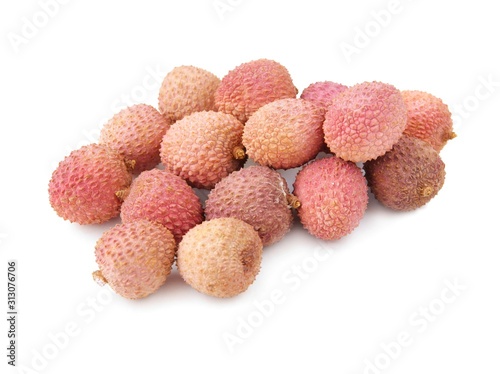 lichi pink fruits from asia close up