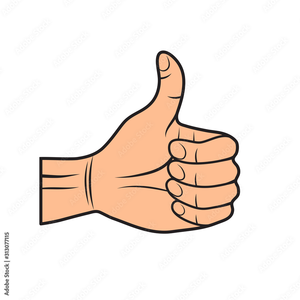 Arm with finger up like positive win success symbol for business concept design in cartoon pop art style on white, stock vector illustration Arm with finger up like positive win success symbol for business concept design in cartoon pop art style on white, stock vector illustration