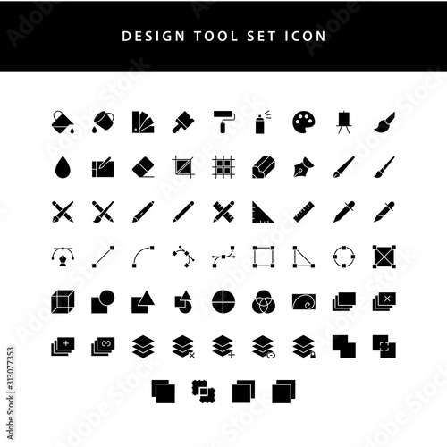 vector illustration icons set of graphic designer items and tools glyph style  icon set photo