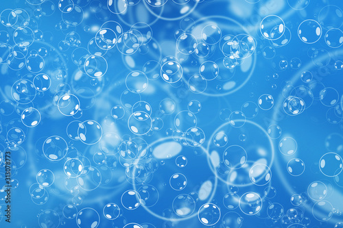Fondo azul con burbujas blancas.