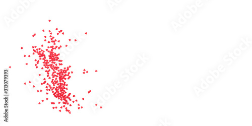 White background with red hearts. Valentine's day concept. Top view. Copy space for text.