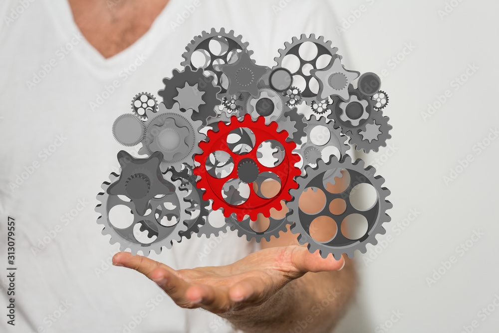 Business, Internet and technology concept. Business select gear icon on virtual screen. Business, Internet and technology concept. Business select gear icon on virtual screen.