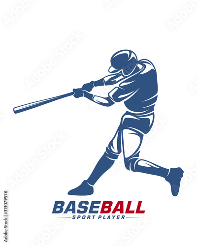 Baseball player vector silhouette. Baseball player logo design. Sport club logo design.