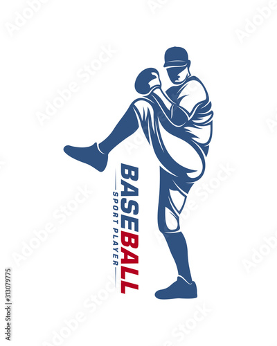 Baseball player vector silhouette. Baseball player logo design. Sport club logo design.