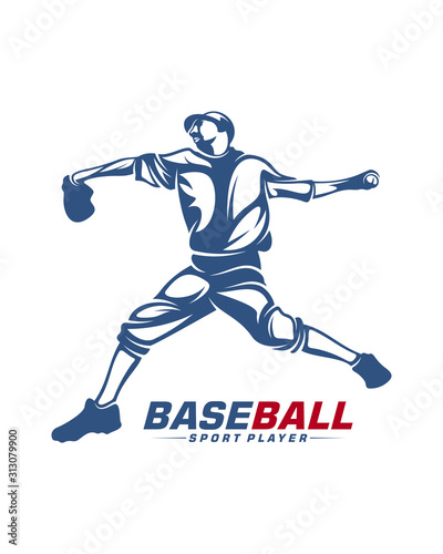 Baseball player vector silhouette. Baseball player logo design. Sport club logo design.