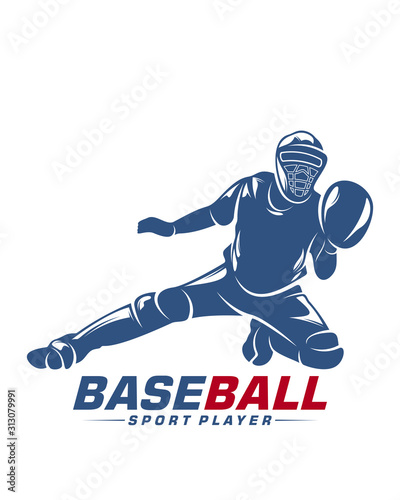 Baseball player vector silhouette. Baseball player logo design. Sport club logo design.