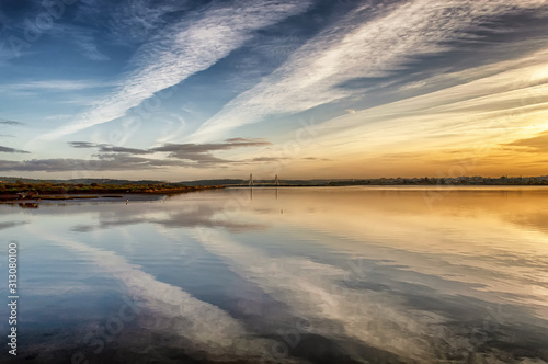 sunset over lake