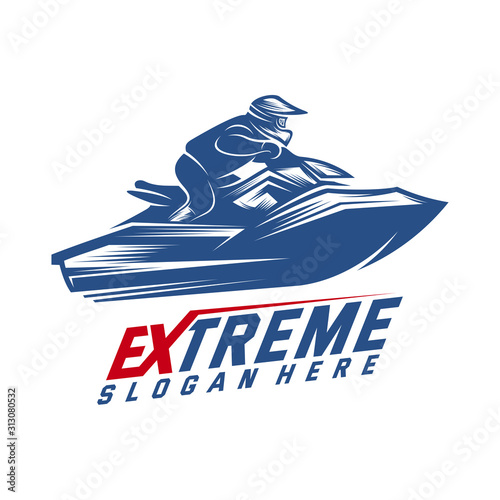 Jet Ski Sports Logo vector, Extreme Jet Ski design vector silhouette