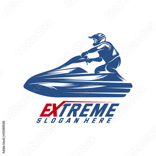 Jet Ski Sports Logo vector, Extreme Jet Ski design vector silhouette