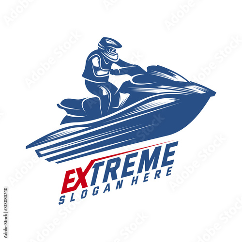 Jet Ski Sports Logo vector, Extreme Jet Ski design vector silhouette