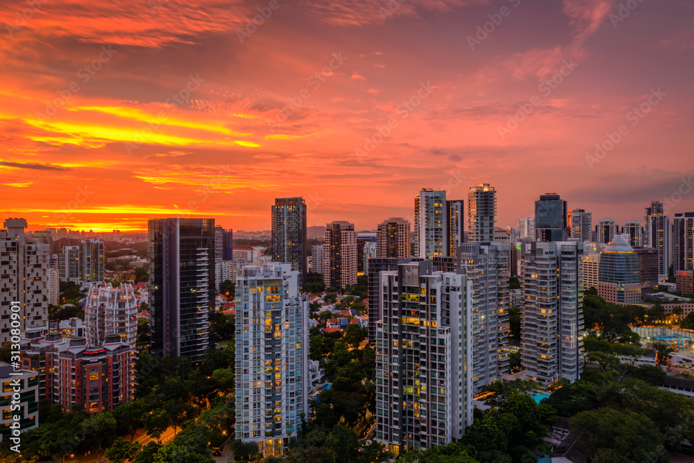 Sunset at Orchard - Orchard Road is Singapore’s retail heart-  look from Leonie Hill 