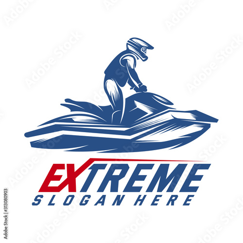 Jet Ski Sports Logo vector, Extreme Jet Ski design vector silhouette