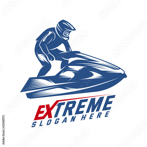 Jet Ski Sports Logo vector, Extreme Jet Ski design vector silhouette