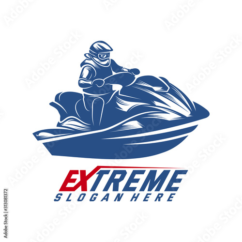 Jet Ski Sports Logo vector, Extreme Jet Ski design vector silhouette