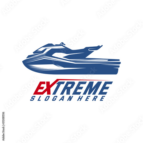 Jet Ski Sports Logo vector, Extreme Jet Ski design vector silhouette