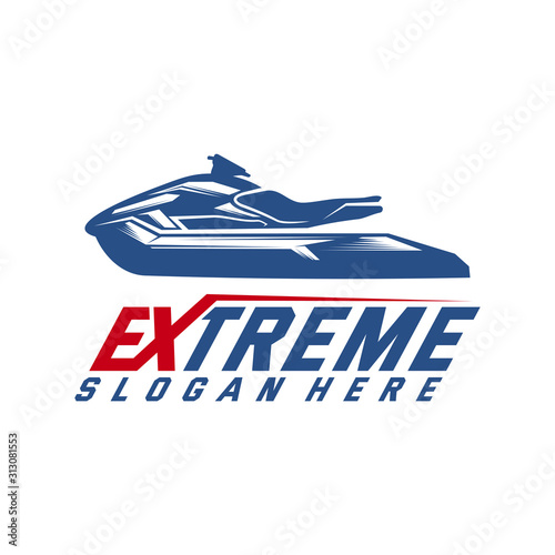Jet Ski Sports Logo vector, Extreme Jet Ski design vector silhouette