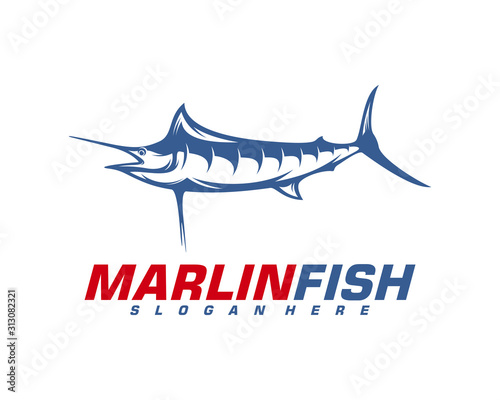 Marlin Fish logo design vector. Fishing logo design template illustration . Sport fishing Logo