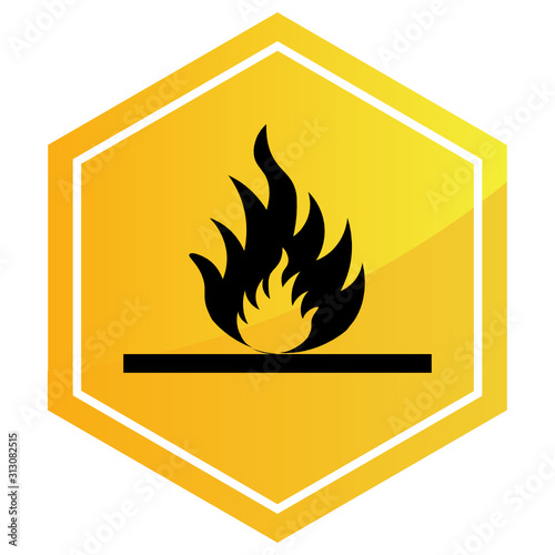 Fire Flame Warning Sign Vector Icon Design