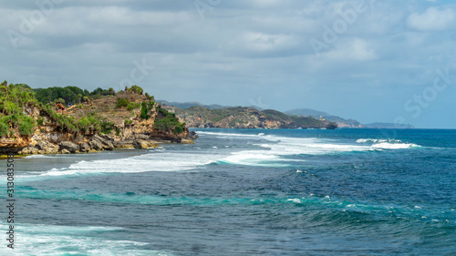 Beautiful view of rocky beach of Kukup Beach, Gunung Kidul, yogyakarta, Indonesia