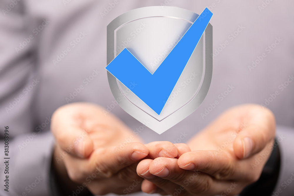 shield protection concept holding in hand digital shield protection concept holding in hand digital