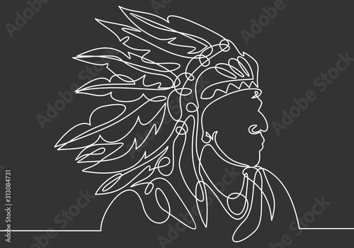 american indian-continuous line drawing