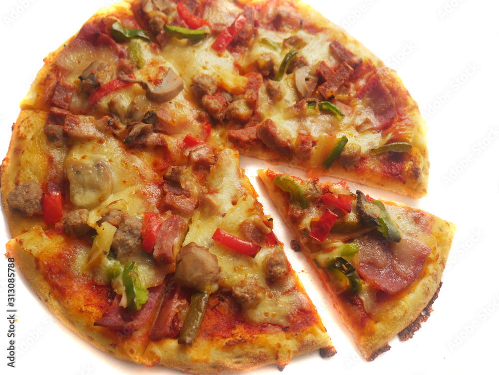 Top View Sliced Pizza Top View Sliced Pizza