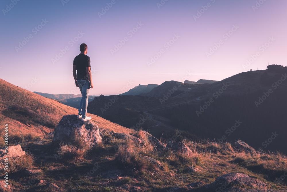 Fototapeta premium Sunset at Port Hills, Christchurch, New Zealand