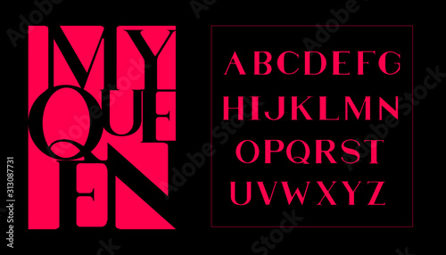 Classic pink alphabet. Hand crafted serif font. Romanic bold typeface. Business presentable look. Business card alphabet. Poster type.	