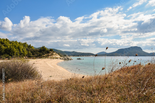 Beautiful Toroni Beach on Sithonia Peninsula  Chalkidiki  Greece