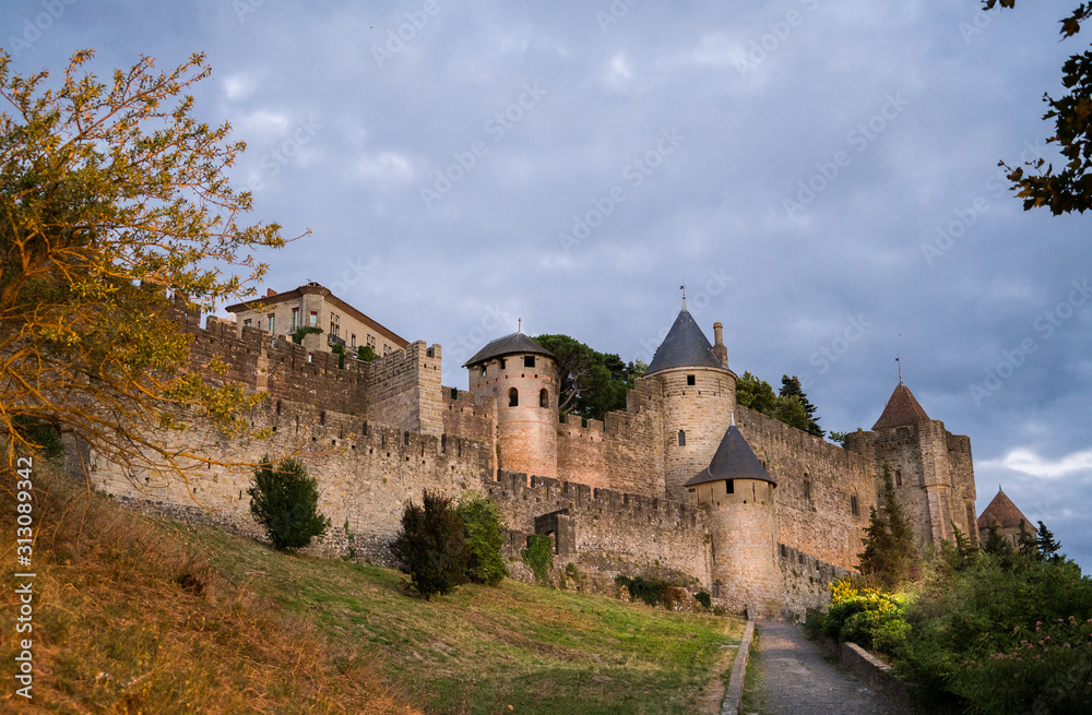 medieval castle in carcassonne languedoc france