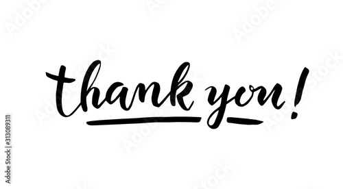Thank you lettering on white background. Vector illustration