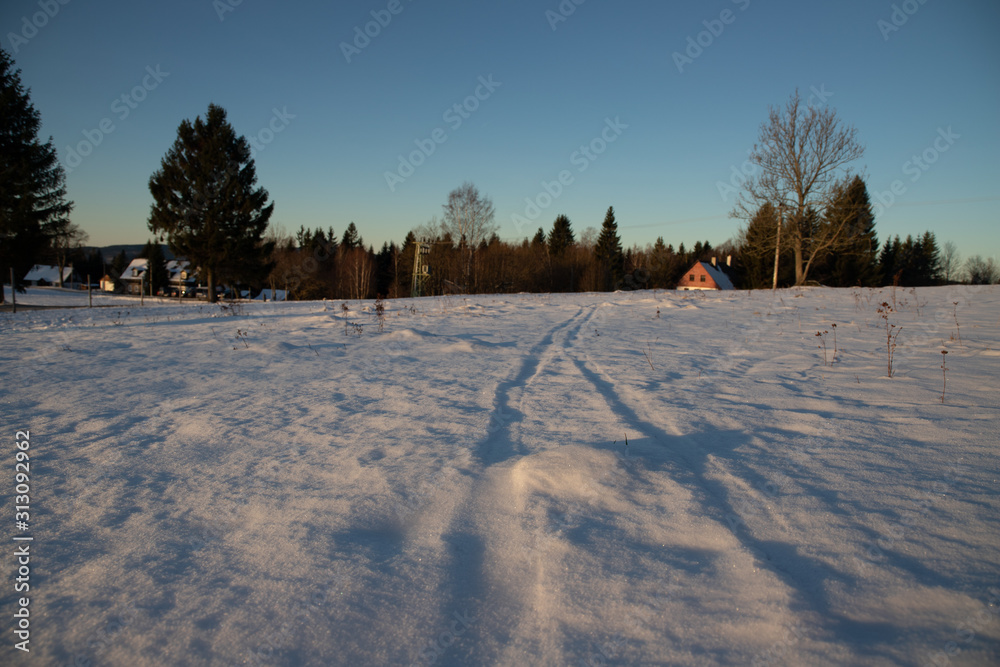 Dawn on the frozen mountains, Jizera Mountains Dawn on the frozen mountains, Jizera Mountains
