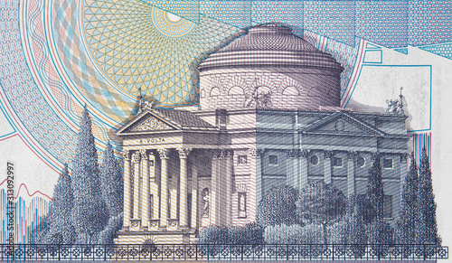 Fotografie Museum Tempio Voltiano in Como on Italy 10000 lira (1984) banknote