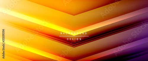 Arrow lines, technology digital template with shadows and lights on gradient background. Trendy simple fluid color gradient abstract background with dynamic straight shadow lines effect