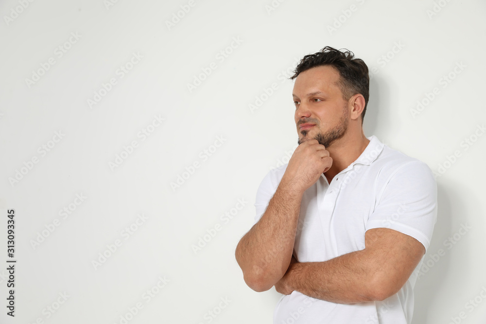 Portrait of handsome man on white background