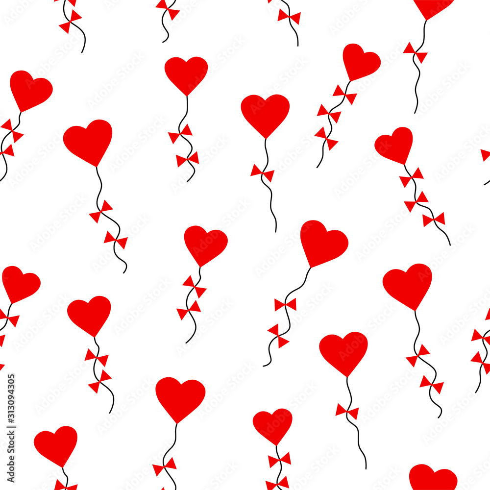 Vector illustration of Valentines day pattern seamless with heart-shaped kites