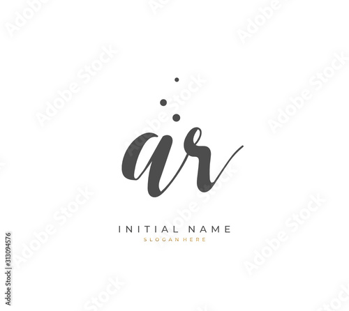 Handwritten letter A R AR for identity and logo. Vector logo template with handwriting and signature style.