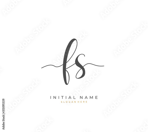 Handwritten letter F S FS for identity and logo. Vector logo template with handwriting and signature style.
