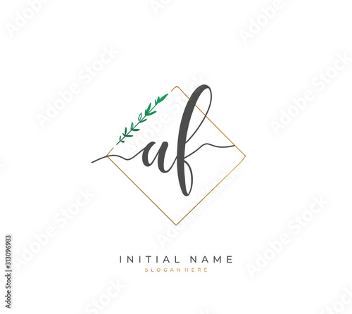 Handwritten letter A F AF for identity and logo. Vector logo template with handwriting and signature style. photo