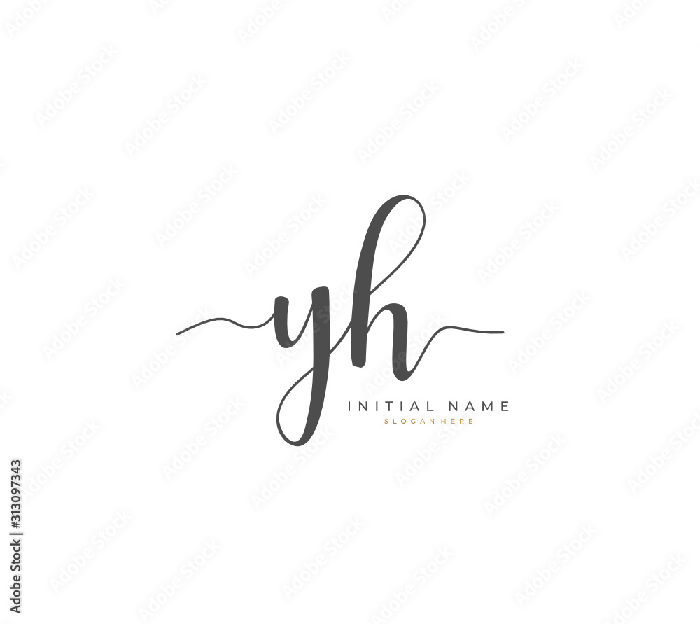 Handwritten letter Y H YH for identity and logo. Vector logo template with handwriting and signature style. Handwritten letter Y H YH for identity and logo. Vector logo template with handwriting and signature style.