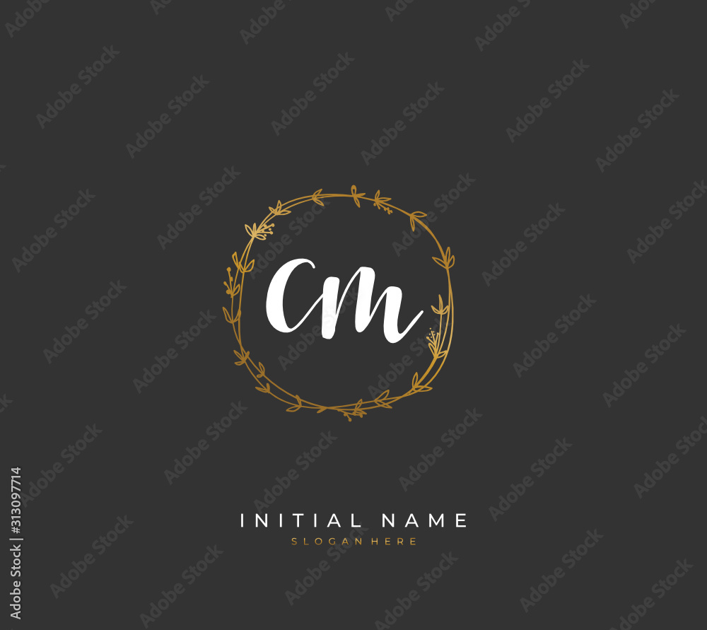 Handwritten letter C M CM for identity and logo. Vector logo template with handwriting and signature style. Handwritten letter C M CM for identity and logo. Vector logo template with handwriting and signature style.